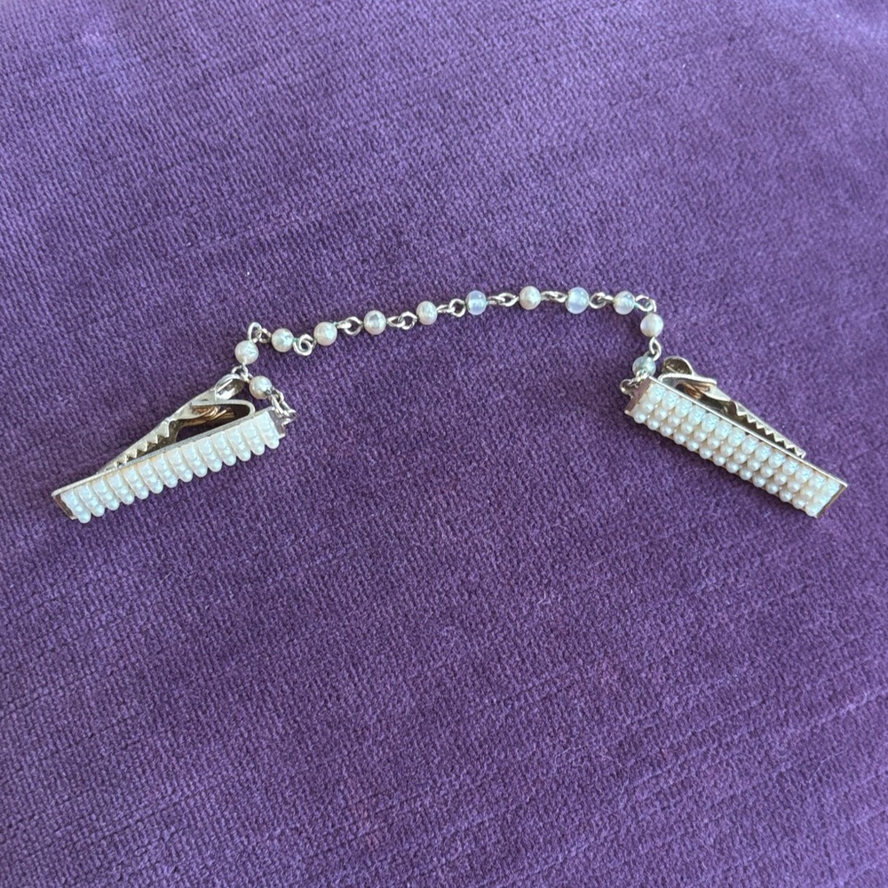 Elegant Pearl and Silver Sweater Clips